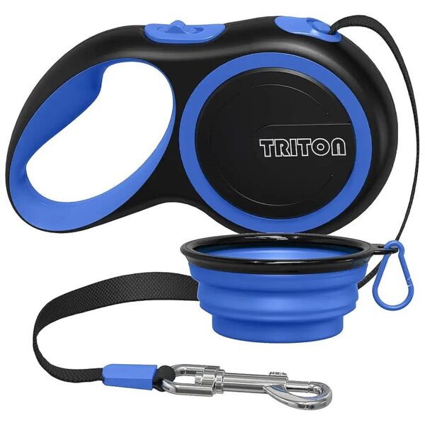 Retractable Dog Leash with 16 Foot Nylon Ribbon and Protective Anti Slip Handle