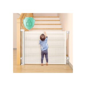 Retractable Mesh Baby Gate with Auto Lock for Doorways, Stairs, and Hallways