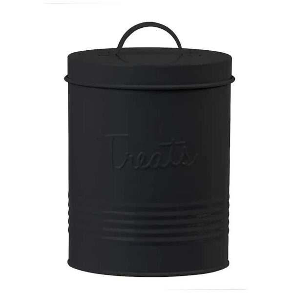 Retro Metal Canister Treats Storage Jar Matte Black 72 Fluid Ounces