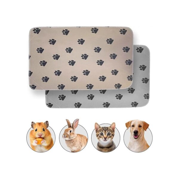 Reusable 36x24 Inches Puppy Pee Pads Brown Grey Paw Prints