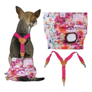 Reusable Female Dog Diapers 3-Pack with Suspender for Small Medium Large Dogs