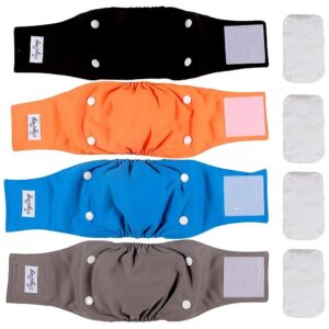 Reusable Medium Dog Diapers with Detachable Pads for Male Dogs Size L