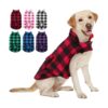 Reversible Dog Coat with Grid Pattern and Padded Thick Vest for Small Medium Large Dogs