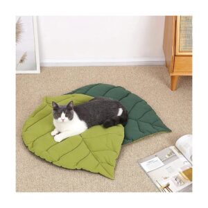 Reversible Leaf Shaped Cotton Pet Mats for Small Breeds Perfect for Travel and Road Trips