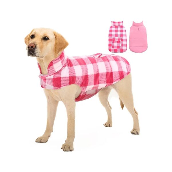 Reversible Plaid Dog Winter Coat for Large and Extra Large Dogs