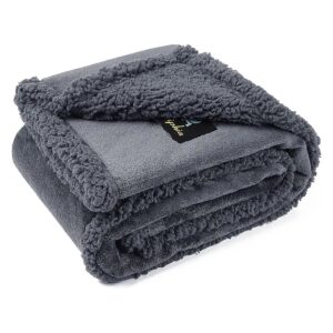 Reversible Sherpa Fleece Waterproof Pet Blanket for Sofa Bed Couch Dark Gray X-Large