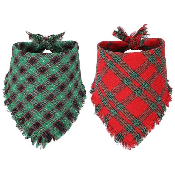 Reversible Tartan Plaid Christmas Dog Bandana Scarf Accessory for Small Medium Large Dogs