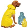 Reversible Waterproof Dog Raincoat with Reflective Stripe for Small to 3X-Large Dogs XL