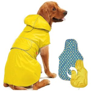 Reversible Waterproof Dog Raincoat with Reflective Stripe for Small to 3X-Large Dogs XL