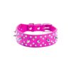 Rhinestone Studded PU Leather Dog Collar with Adjustable Size for Hot Pink Medium Dogs