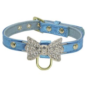 Rhinestones Bling Bowknot Adjustable Dog Collar for Small, Medium, Large Breeds and Cats