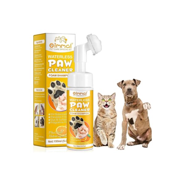 Rinse Foaming Paw Cleaner with Brush for Dogs, Cats, and Pets, 150 ML