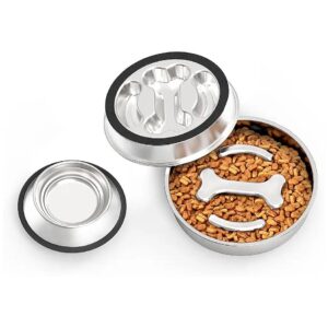 Robust and Durable Stainless Steel Slow Feeder Dog Bowls for Small to Large Dogs