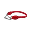 Rolled Genuine Leather Martingale Dog Collar Choker Red for Small to Large Breeds