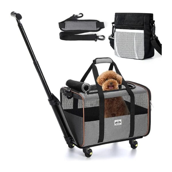 Rolling Dog Carrier with Dog Training Bag and Pet Treat Storage Pocket