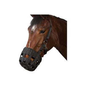 Roma Black Cob Grazing Muzzle with Functional Halter and Padded Noseband