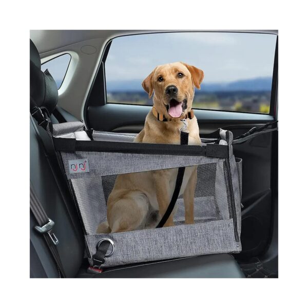 Roomy Dog Car Seat with Breathable Mesh and Adjustable Strap for Comfortable Travel