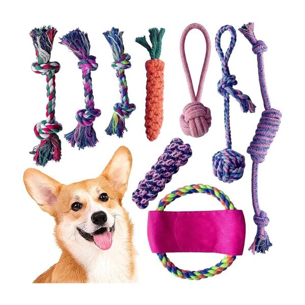 Rope Dog Toys for Small Dogs Oral Health Dental Teeth Cleaning Teething Chewing Training