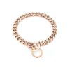 Rose Gold Chain Dog Collar 15mm 14inches Stainless Steel for Small Medium Large Breeds