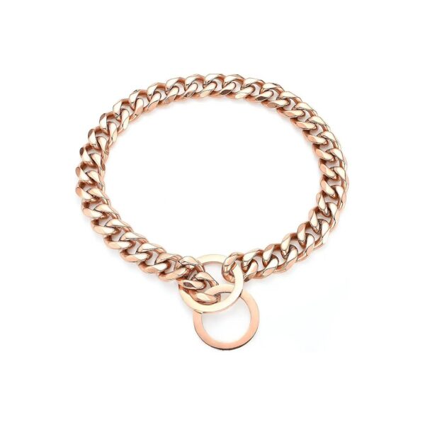 Rose Gold Chain Dog Collar 15mm 14inches Stainless Steel for Small Medium Large Breeds