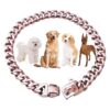 Rose Gold Cuban Link Dog Collar with 6inch Wide Chain and Heavy Duty Chew Proof Design