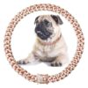 Rose Gold Diamond Studded Dog Chain Collar with Secure Buckle for Medium to Large Dogs