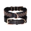 Rose Gold Studded Black Leather Collar for Medium Large Dogs