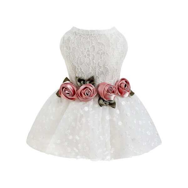 Rose Lace Dog Wedding Dress for Small Breeds Soft Comfy Formal Apparel