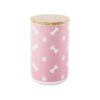 Rose Paw and Bone Ceramic Pet Treat Jar, 4x5inch, Bamboo Twist Lid, Food Dry and Safe