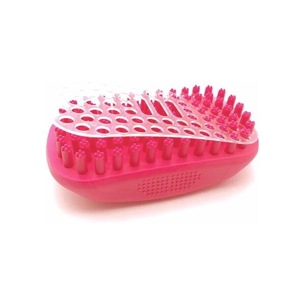 Rose Red 2-in-1 Bath and Massage Brush for Big and Small Dogs, Cats, and Puppies