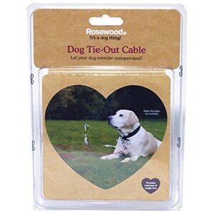 Rosewood 30 Foot Tie-Out Cable for Dogs, Red Color Design