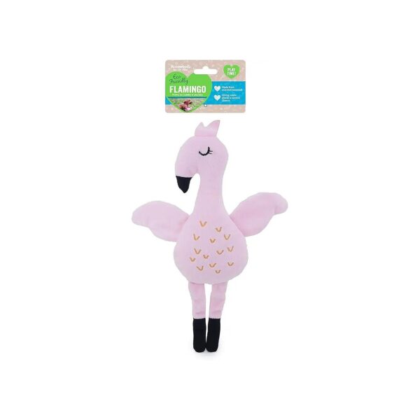 Rosewood Eco Friendly Plush Flamingo Dog Toy Squeaker Made Recycled Plastic Bottles Mixed