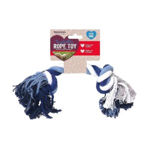 Rosewood Tug Bone Dog Toy for Small Breeds with Two Chomping Balls and Rope