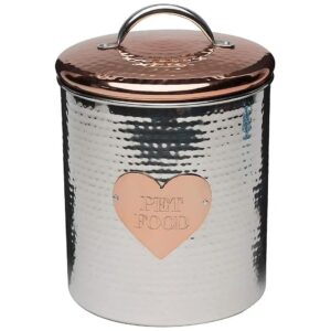 Rosie Pet XL Treat Container with Handmade Hammered Finish Metal and 104-Ounce Capacity