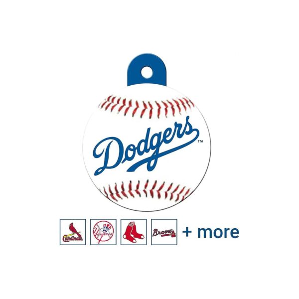 Round Brass Dog Tag with MLB Team Logo and Custom Text Engraving for Pet Identification