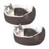 Round Cat Bed with Removable Cushion and Machine Washable Liner for Small Indoor Cats