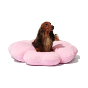 Round Pet Bed for Small Dogs and Indoor Cats Sakura Plush Dog Cushion 26 Inches