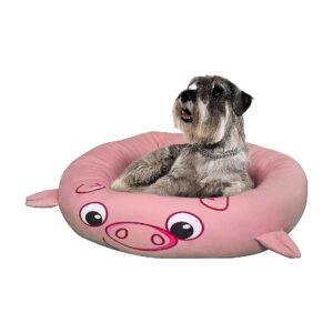 Round Pet Bed with Stuffed Center Cushion for Medium Dogs and Cats