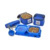 Royal Blue Dog Travel Bag with Lined Food Carriers and Collapsible Bowls for Small Dogs