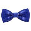 Royal Blue and White Polka Dot Adjustable Dog Collar Bow Tie for Small to Medium Breeds