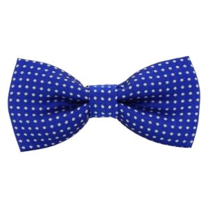 Royal Blue and White Polka Dot Adjustable Dog Collar Bow Tie for Small to Medium Breeds