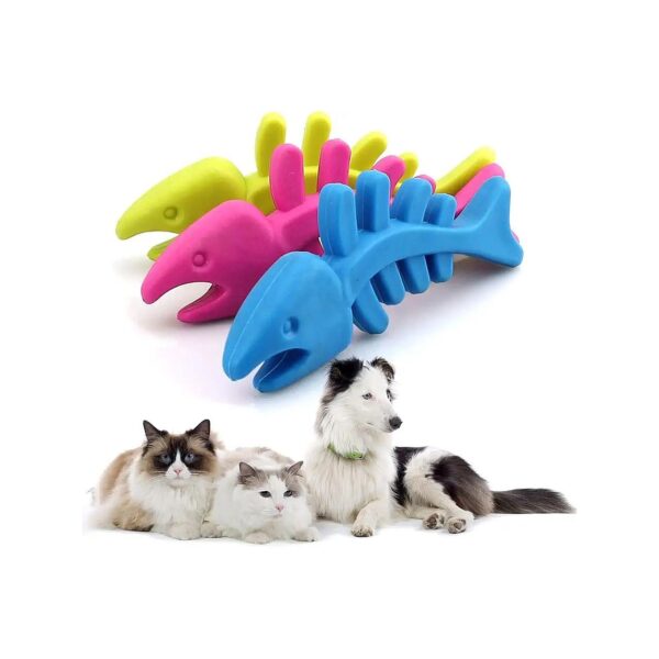 Rubber Fish Bone Shaped Pet Dental Teething Toy for Healthy Gums Cleaning