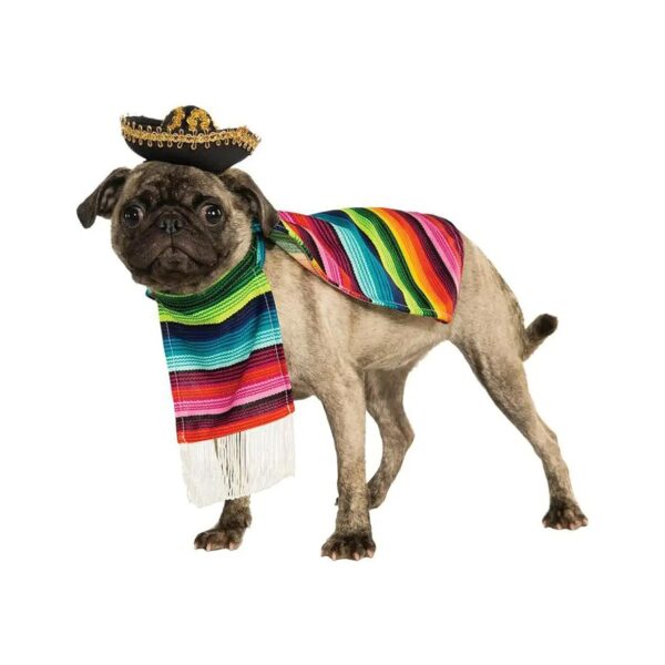 Rubie's Multicolor Serape and Hat Pet Costume for Small Gatherings