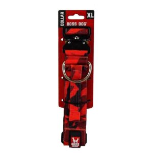 Rust Aluminum Buckle and Customizable Velcro Patch Red Camo X-Large Tactical Dog Collar