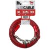 Rust-Free Dog Chain for Yard with 30 Foot Red Cable and Reflective Safety Accents