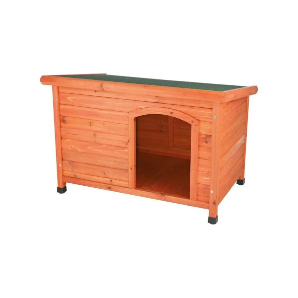 Rustic Brown Dog House with Weatherproof Roofing and Removable Floor Panels