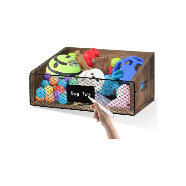 Rustic Wooden Toy Storage Bin with Spacious Interior for Pet Essentials and Treats