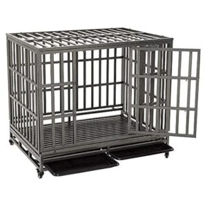 Safe Heavy Duty Metal Dog Crate for Large Breeds with Secure Lock and Ventilation