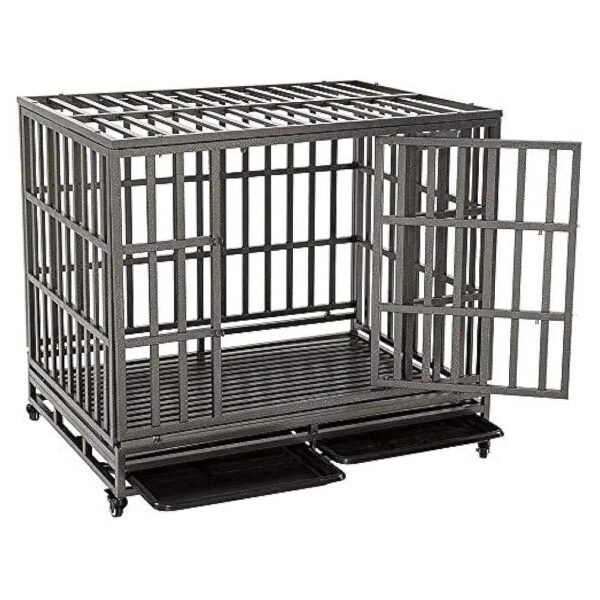 Safe Heavy Duty Metal Dog Crate for Large Breeds with Secure Lock and Ventilation