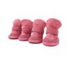 Safe Walking for Small Dogs Pink Rubber Dog Shoes 5# for Winter Protection